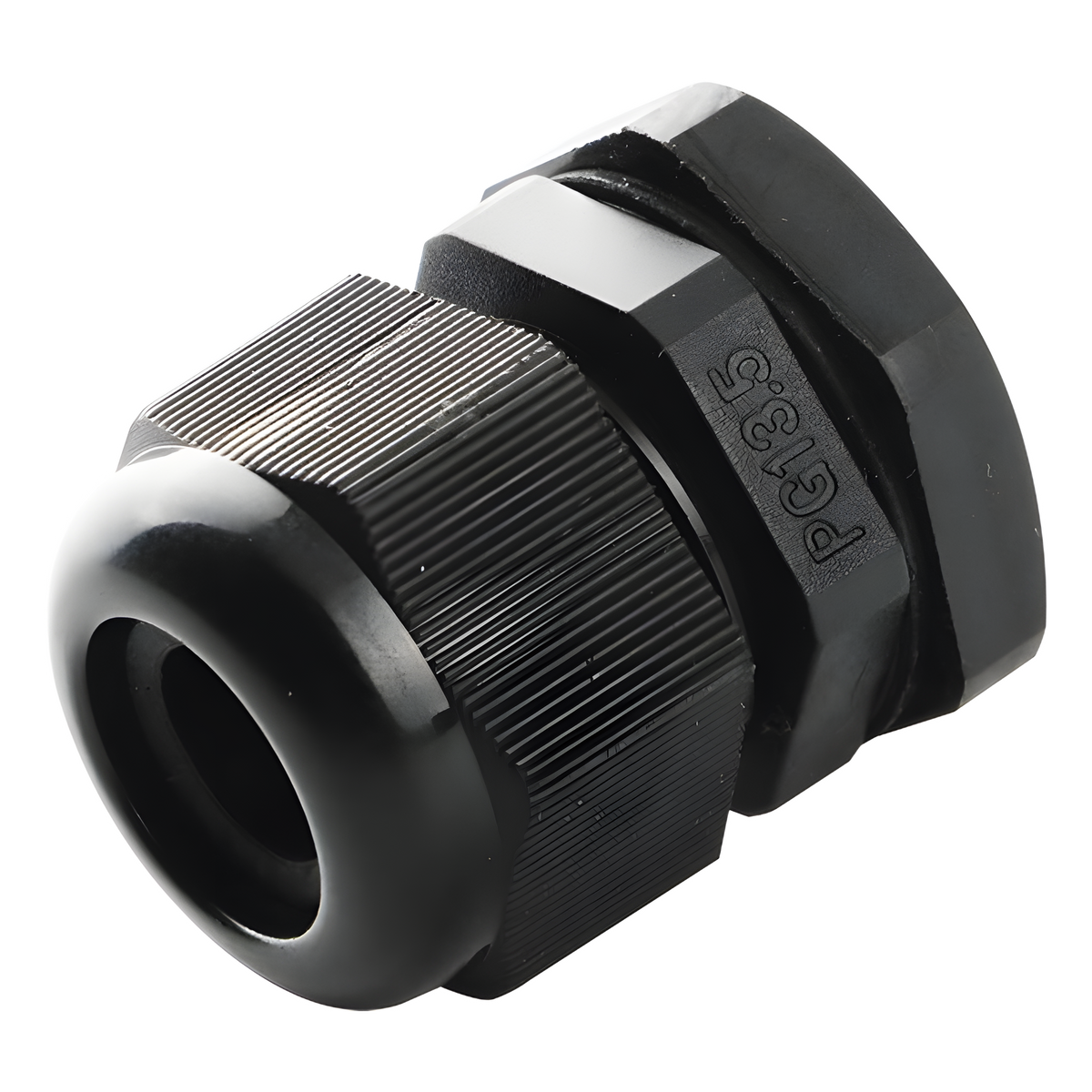 Conector Plástico Negro Tipo Glándula para Cable de 3.5 a 6 mm de Diámetro.