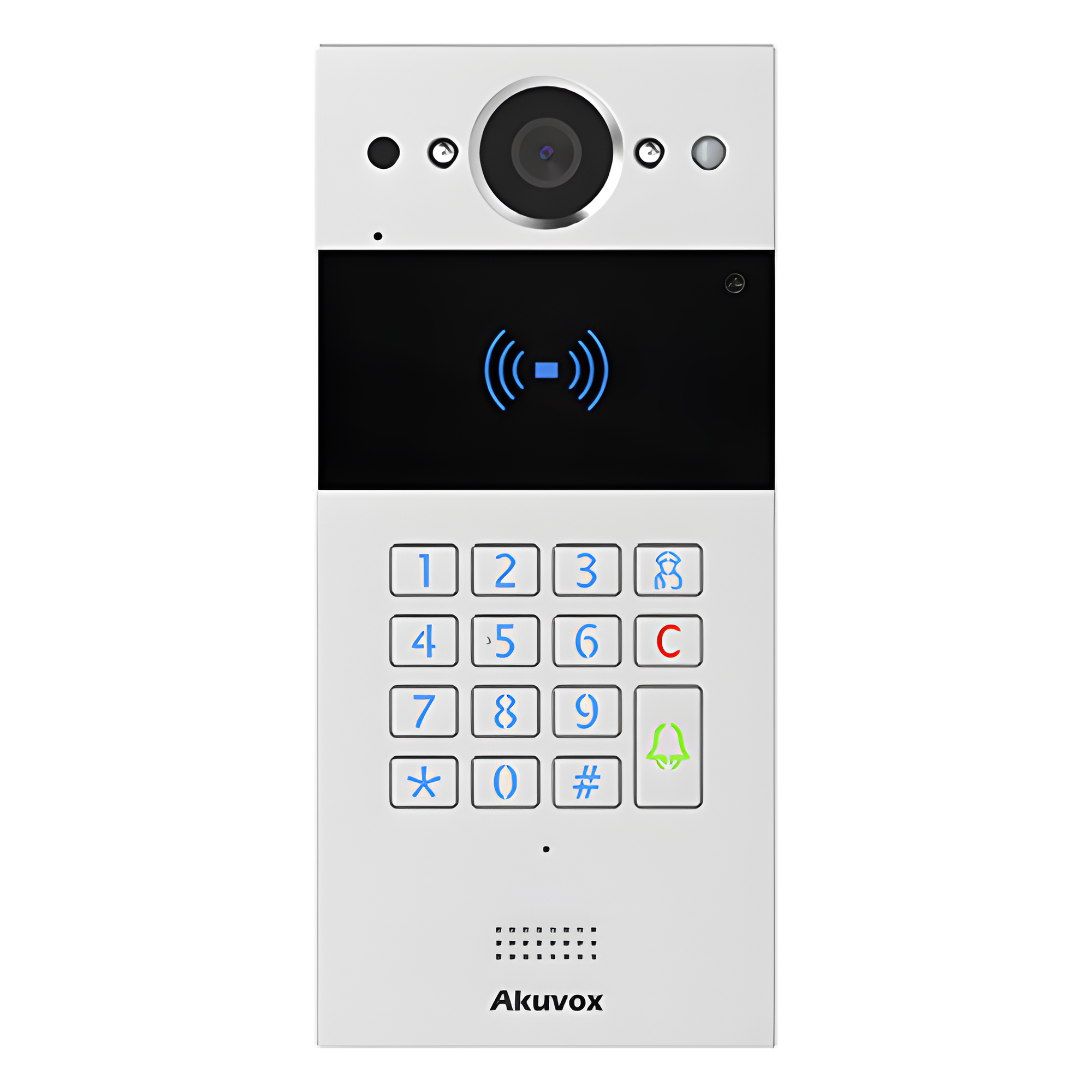 Videoportero SIP / Teclado y Lector de Tarjeta / Notificación App / Notificación Llamada Telefónica / Configuración en la Nube / POE / IP65 / Cámara de 2 MP / NFC / PIN Temporal para Visitas / Control de 2 Puertas