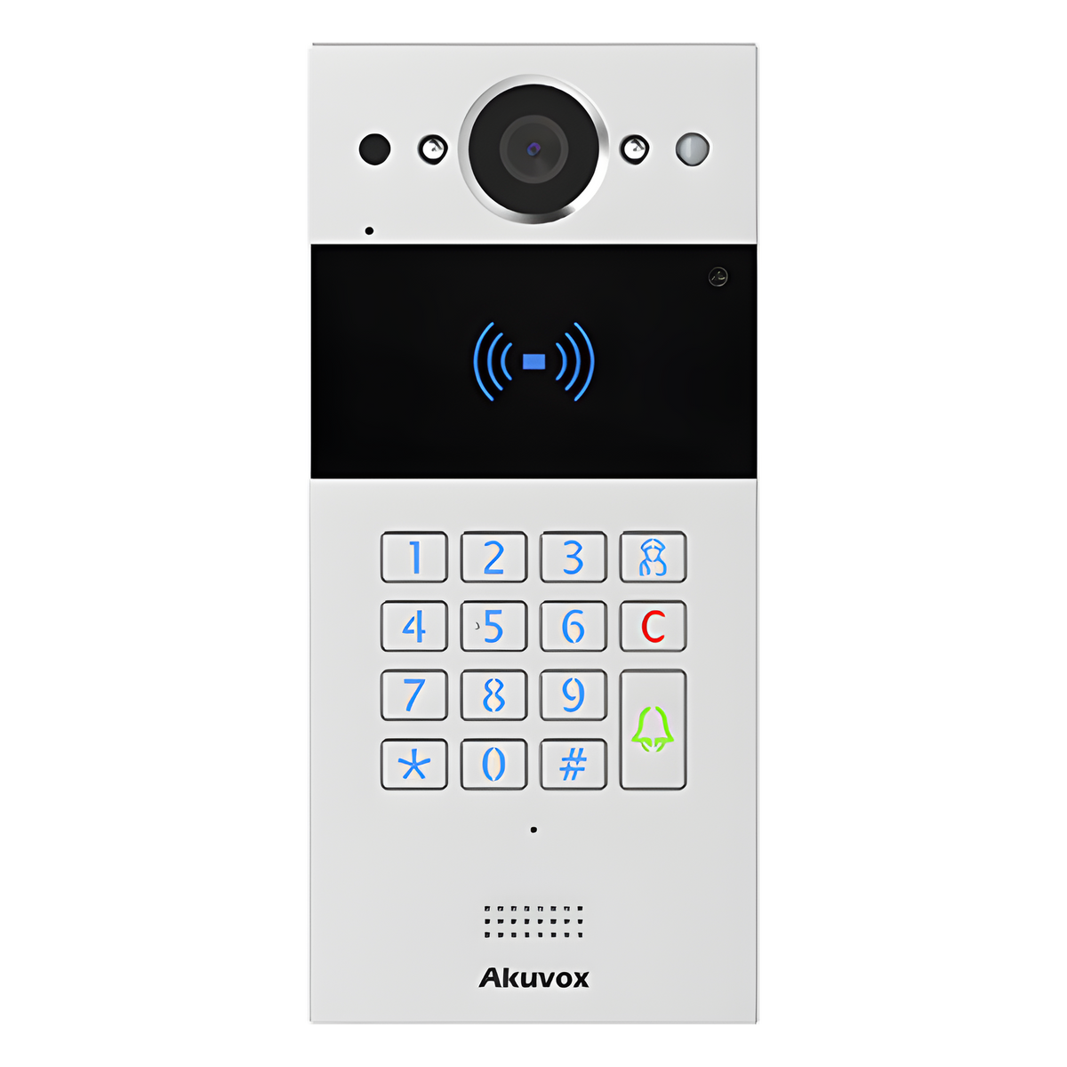 Videoportero SIP / Teclado y Lector de Tarjeta / Notificación App / Notificación Llamada Telefónica / Configuración en la Nube / POE / IP65 / Cámara de 2 MP / NFC / PIN Temporal para Visitas / Control de 2 Puertas