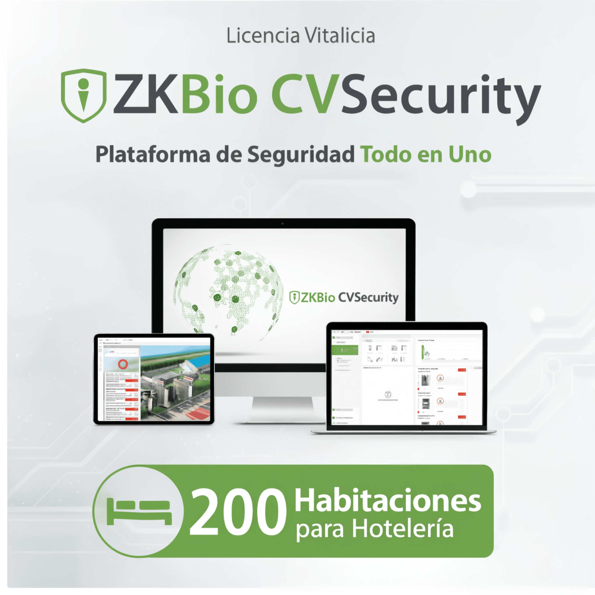 Licencia para ZKBioCVsecurity para modulo de hoteleria para 200 habitaciones
