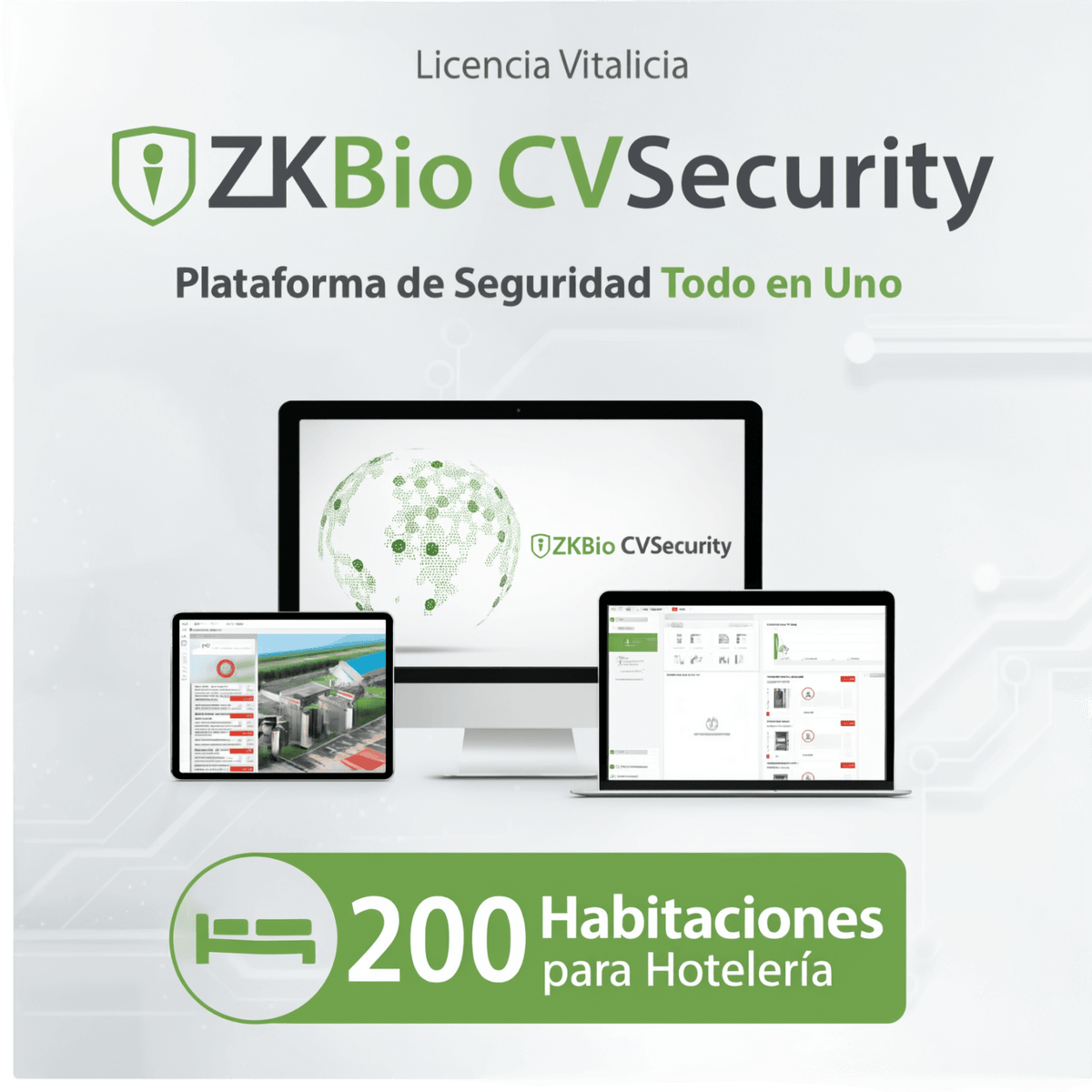 Licencia para ZKBioCVsecurity para modulo de hoteleria para 200 habitaciones