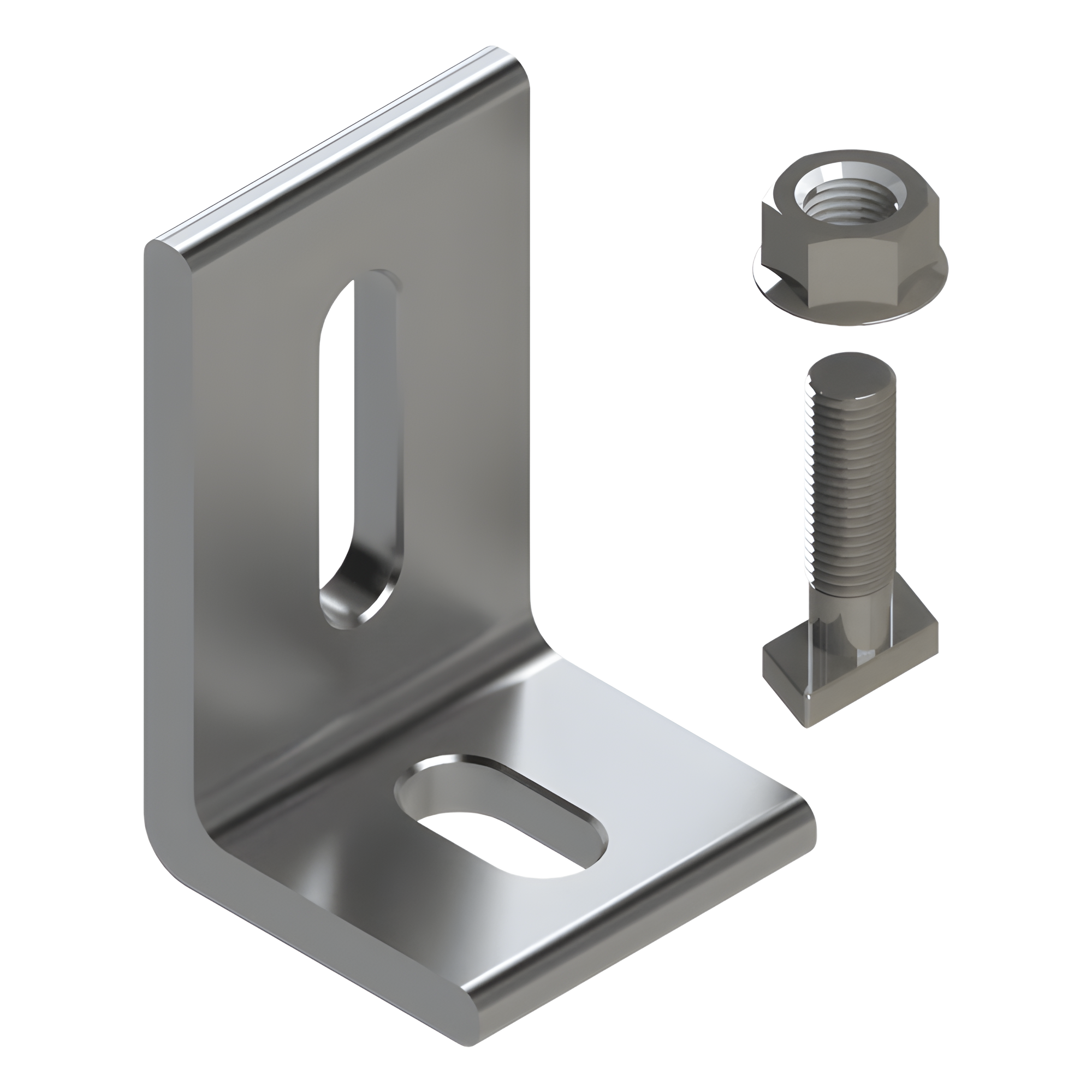 Herraje en L / L Foot / Fijación al Suelo / Aluminio Serie 6000 / Acero Inoxidable / Compatible con N Rail 4.72 / Techos Planos e Inclinados