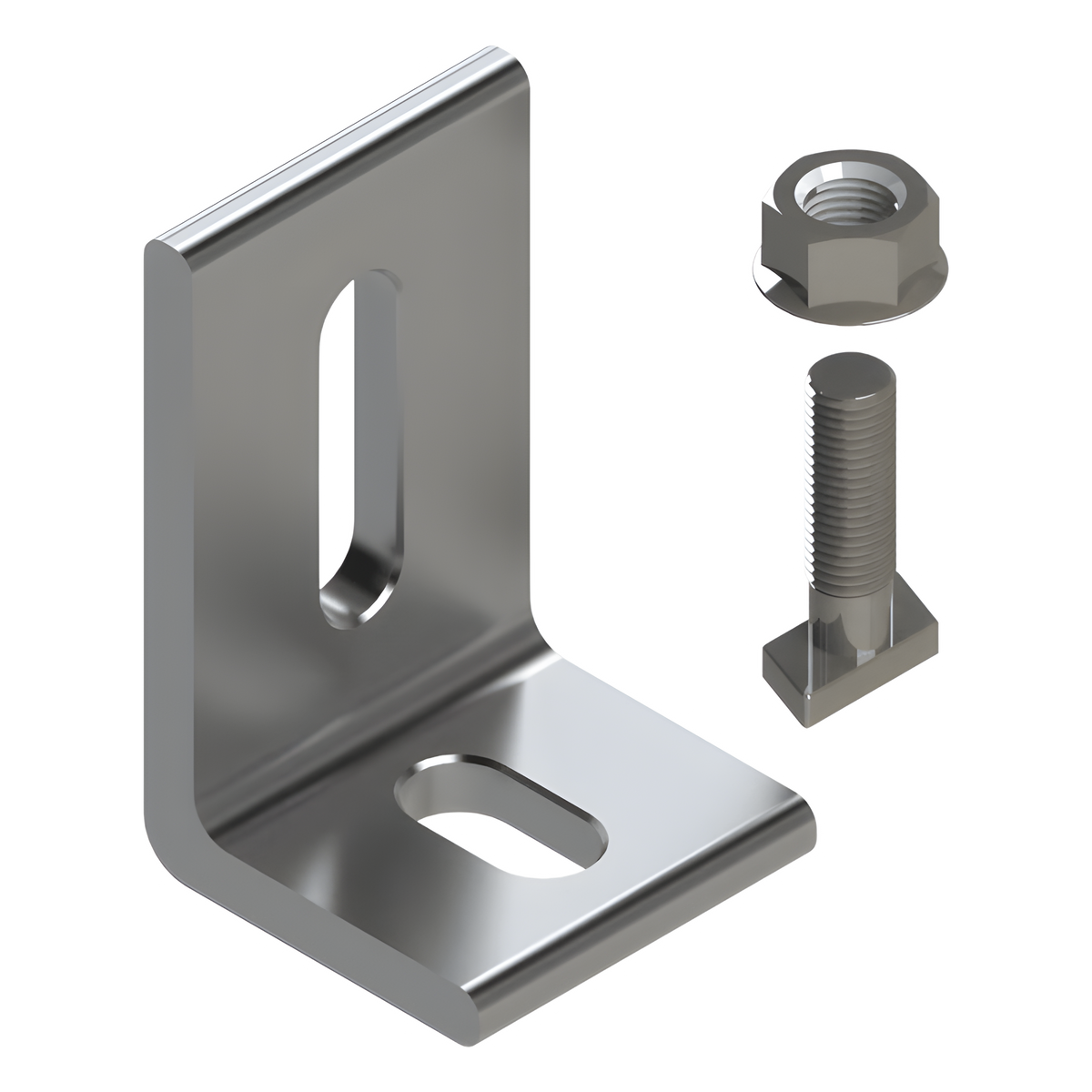 Herraje en L / L Foot / Fijación al Suelo / Aluminio Serie 6000 / Acero Inoxidable / Compatible con N Rail 4.72 / Techos Planos e Inclinados
