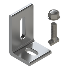 Herraje en L / L Foot / Fijación al Suelo / Aluminio Serie 6000 / Acero Inoxidable / Compatible con N Rail 4.72 / Techos Planos e Inclinados