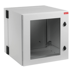 Gabinete Industrial ProTek de 12 UR Puerta con Ventana de 612 x 600 x 610 mm, Protección NEMA Tipo 12; IP55; IK10, Abatible, Fabricado en Acero, Color Gris Claro