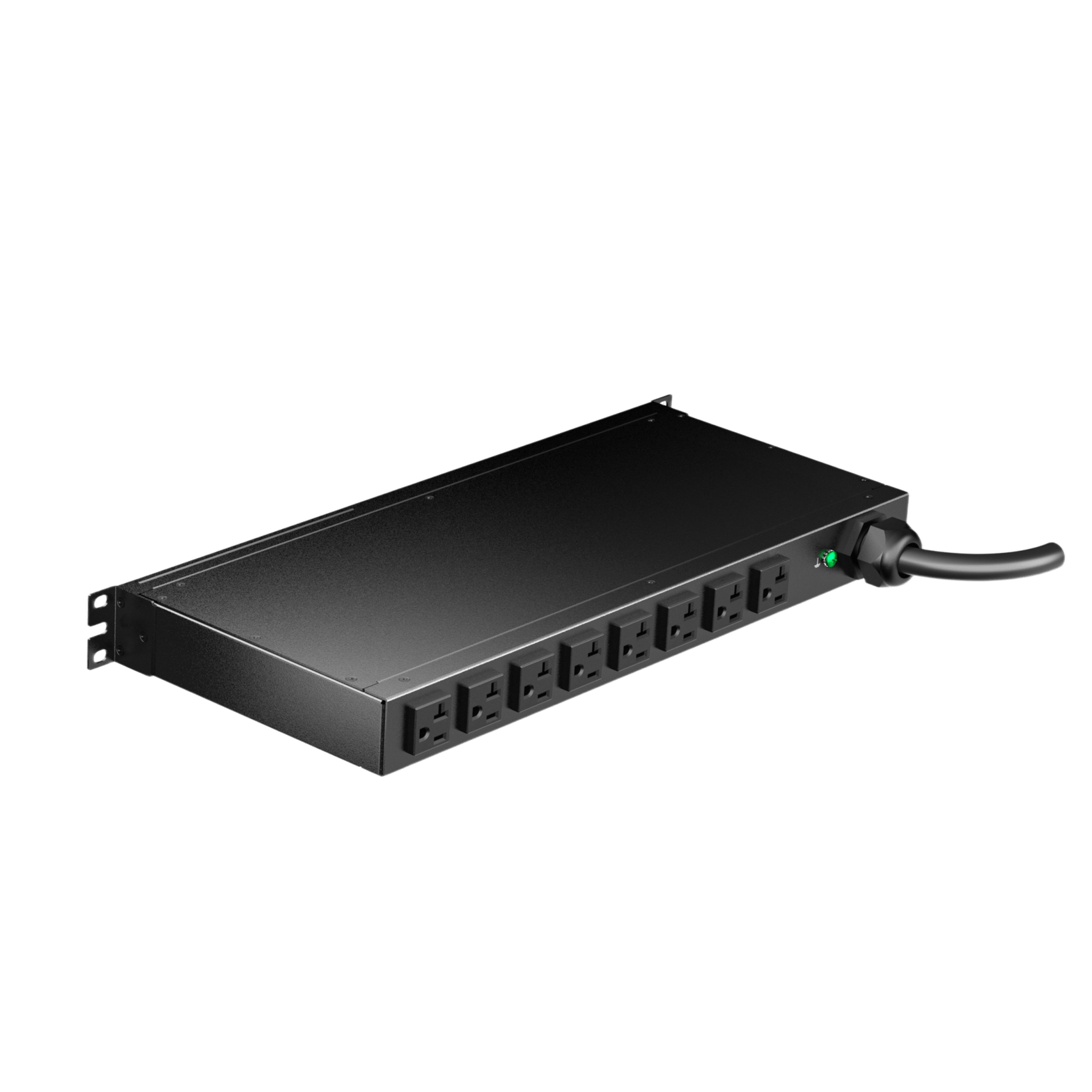 PDU ES2P Monitoreable (MI) para Distribución de Energía, Enchufe de Entrada NEMA 5-20P, Con 8 Salidas 5-20R, Horizontal 19in, 120 Vca, 20 Amp, 1 UR