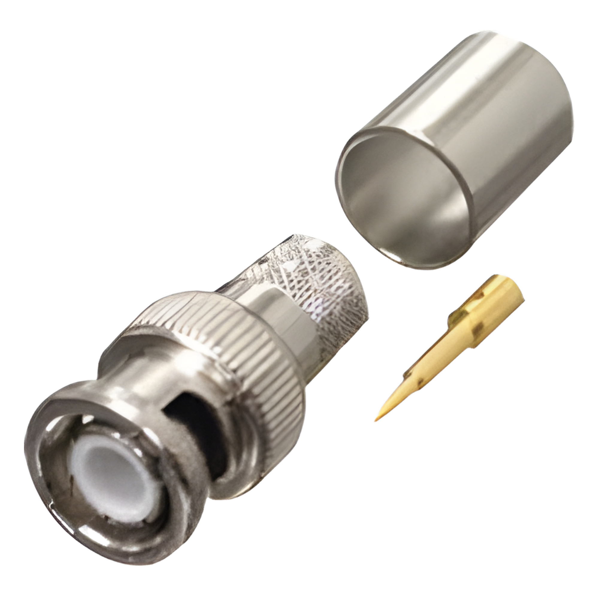 Conector BNC Macho de Anillo Plegable para RG-8/U, LMR-400, 9913, CNT-400, Níquel/ Oro/ Teflón.
