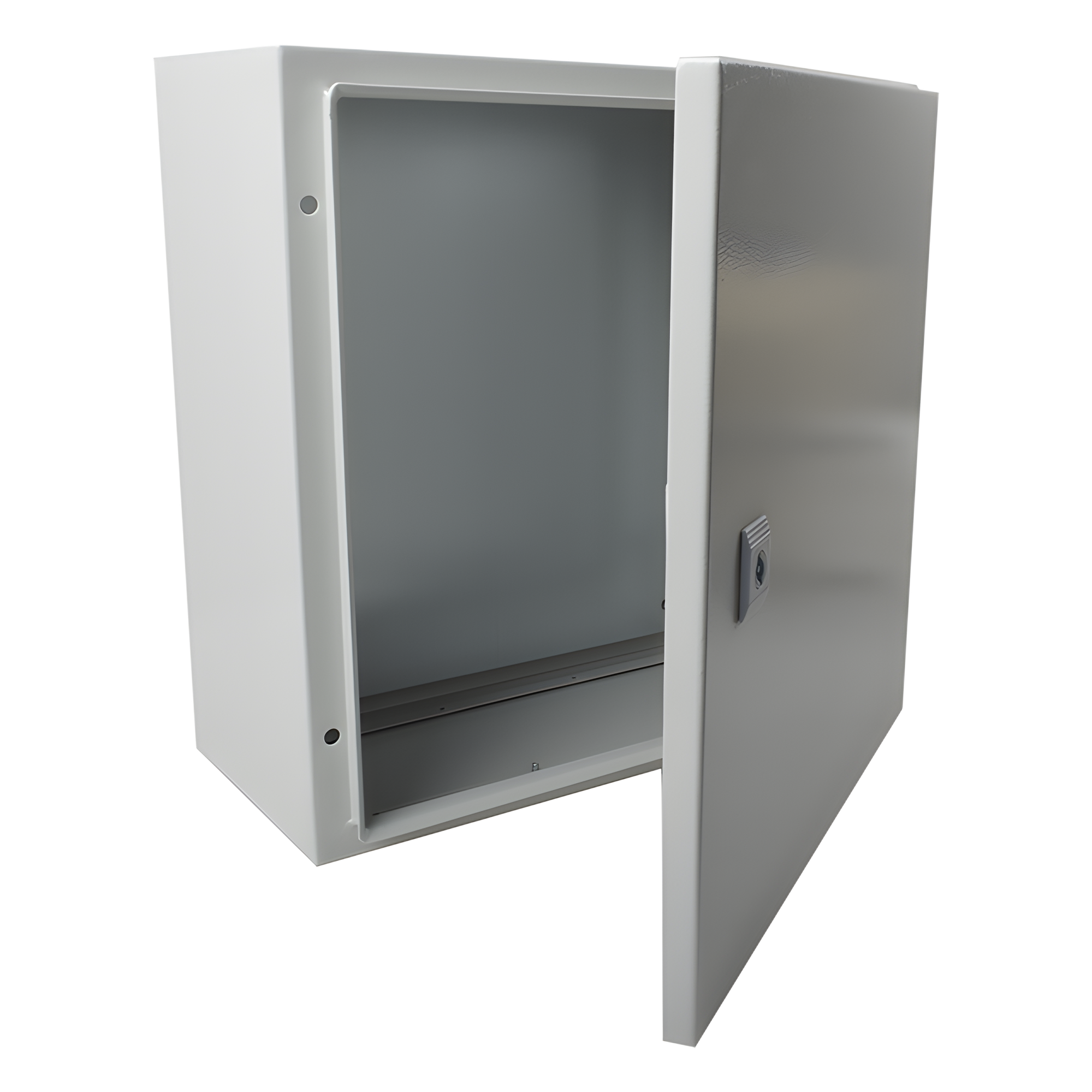 Gabinete de Acero IP66 Uso en Intemperie (400 x 400 x 200 mm) con Placa Trasera Interior de Metal y Compuerta Inferior Atornillable (Incluye Chapa y Llave T).