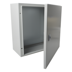 Gabinete de Acero IP66 Uso en Intemperie (400 x 400 x 200 mm) con Placa Trasera Interior de Metal y Compuerta Inferior Atornillable (Incluye Chapa y Llave T).
