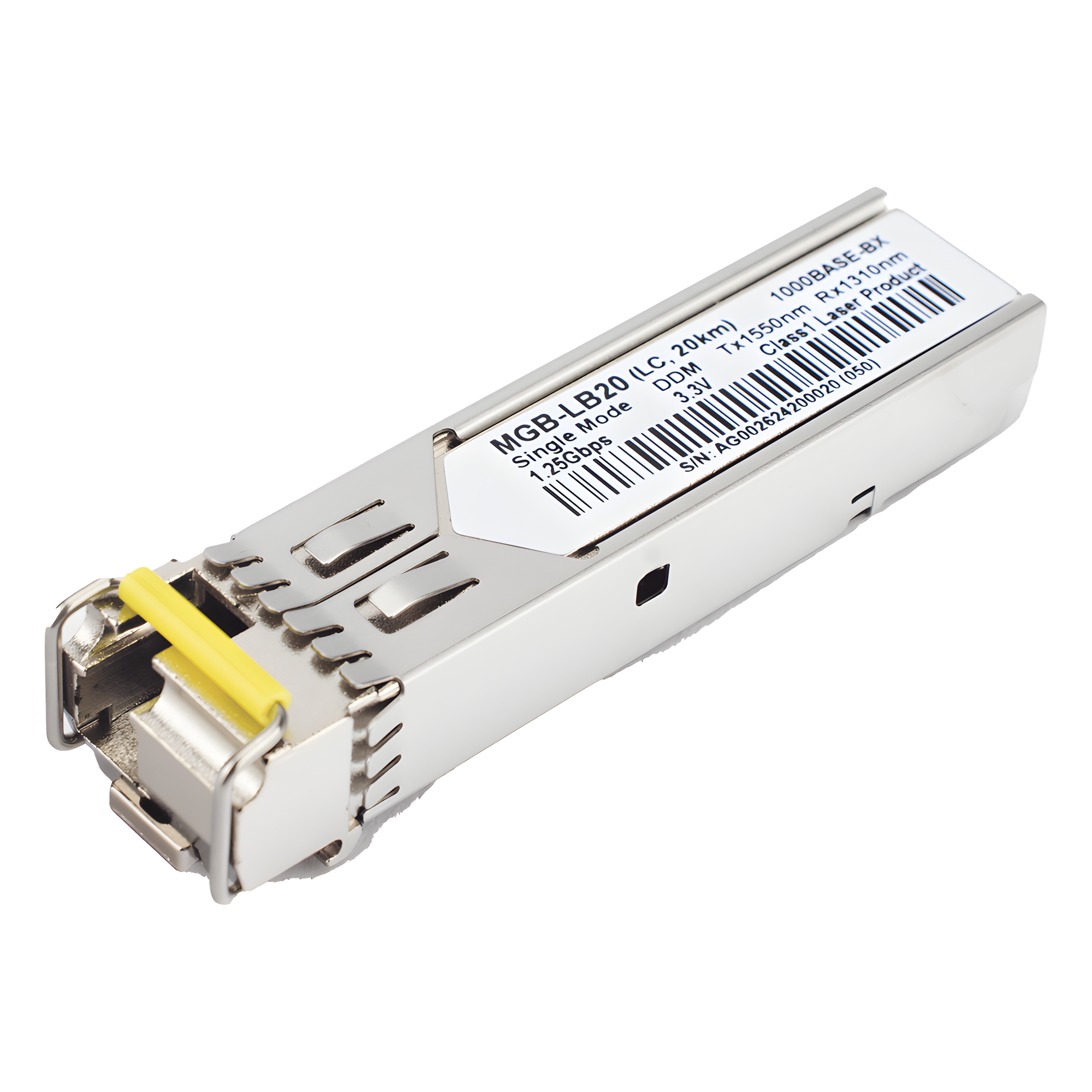 Transceptor mini-Gbic SFP 1G LC TX:1550nm RX:1310 para fibra Mono Modo 20 Km WDM, Requiere MGB-LA20