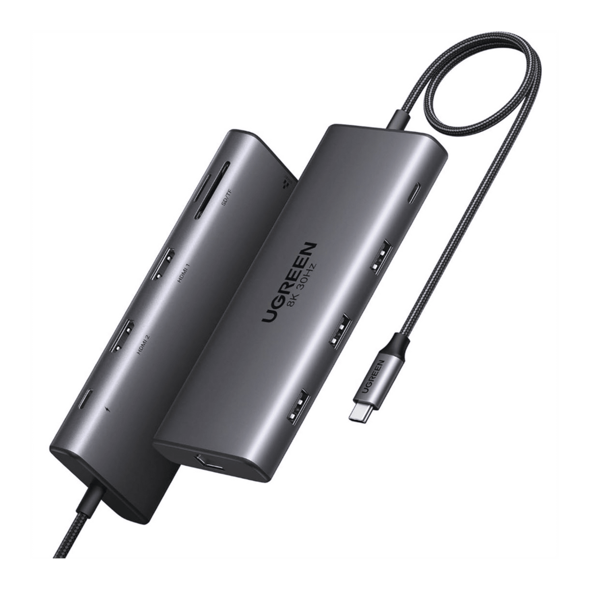 Docking Station USB-C Hub 10 en 1 UGREEN Revodok Pro 210 / Dual HDMI 4K 60Hz y 8K 30Hz / 3 Puertos USB-A + USB-C 3.0 / Carga PD 100W / Ethernet Gigabit 1000M / Lector Tarjetas SD y TF / Compatible Windows y macOS