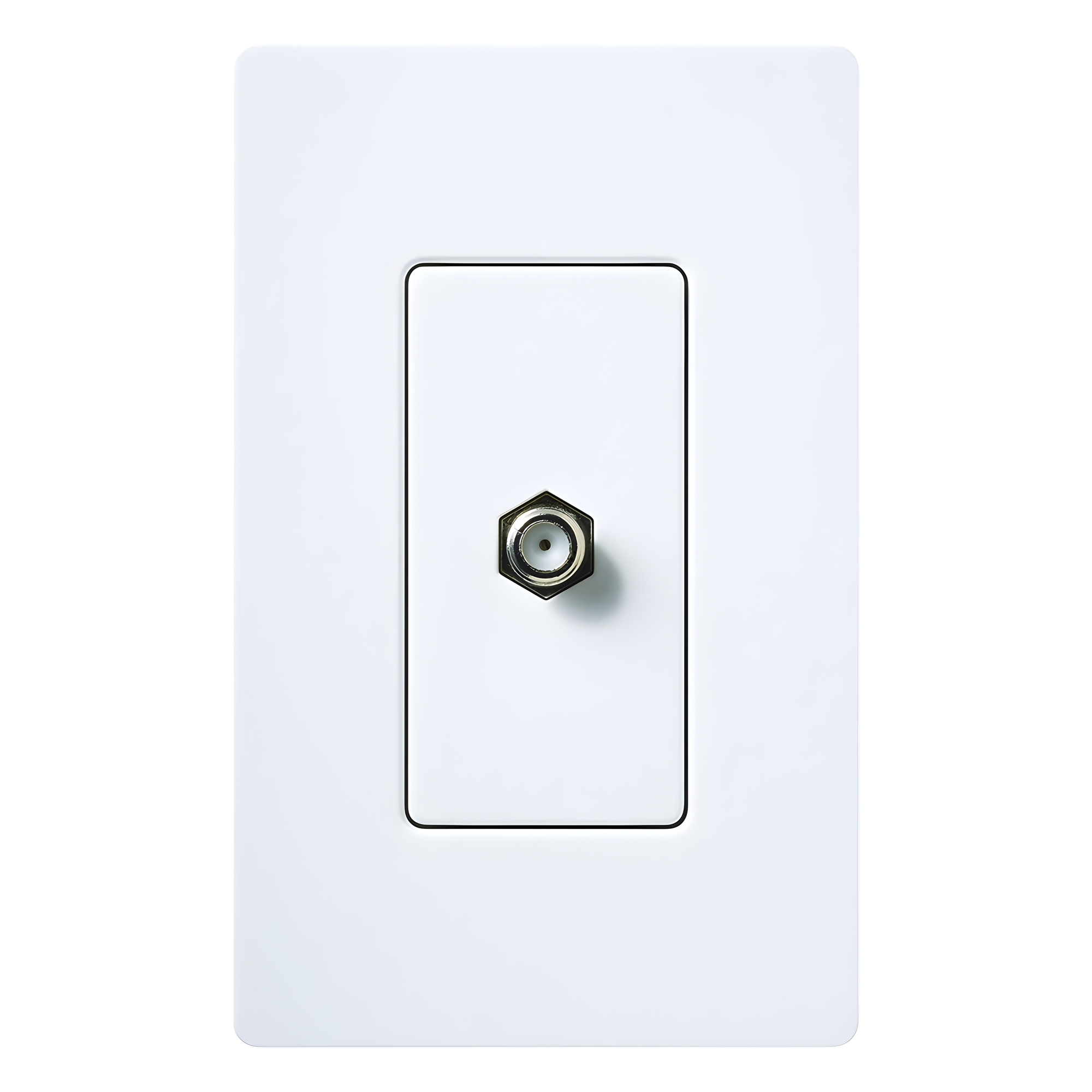 Toma de pared para cable coaxial con conector tipo F de 75 ohms, estilo Designer de la línea Claro, para señal de TV, color blanco brillante