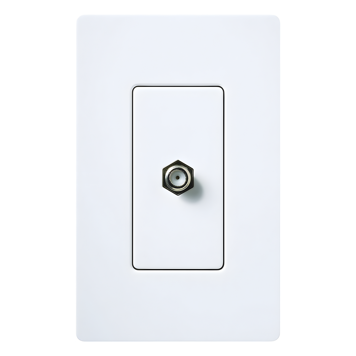 Toma de pared para cable coaxial con conector tipo F de 75 ohms, estilo Designer de la línea Claro, para señal de TV, color blanco brillante