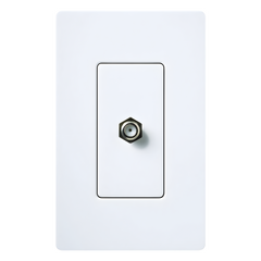 Toma de pared para cable coaxial con conector tipo F de 75 ohms, estilo Designer de la línea Claro, para señal de TV, color blanco brillante