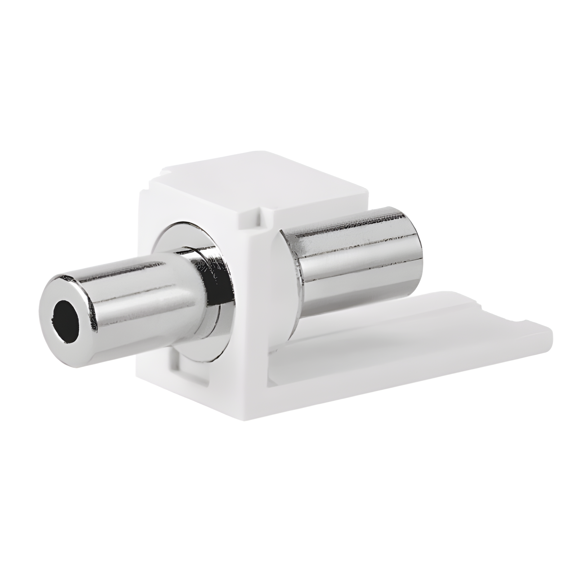 Módulo Acoplador Estéreo de 3.5 mm (1/8 Pulgadas), Tipo Mini-Com, de Paso, Color Blanco Mate