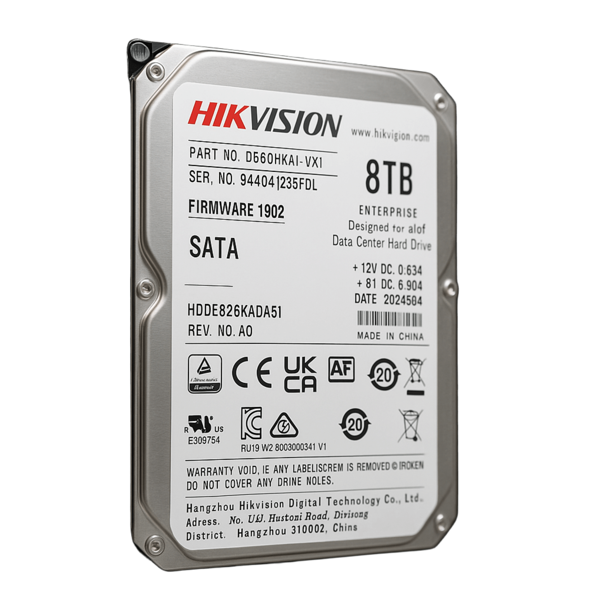 Disco Duro Empresarial / 8 TB / 7200 RPM / Interfaz SATA 6 Gb/s / Búfer de 512 MB / Diseñado para Operación 24/7 / Transferencia de 550 TB por Año