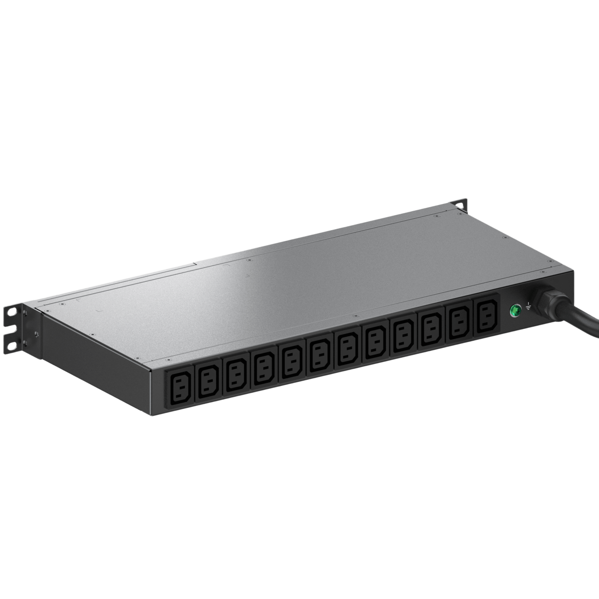 PDU ES2P Monitoreable (MI) para Distribución de Energía, Enchufe de Entrada NEMA L6-20P, Con 12 Salidas C13, Horizontal 19in, 120 Vca, 20 Amp, 1 UR