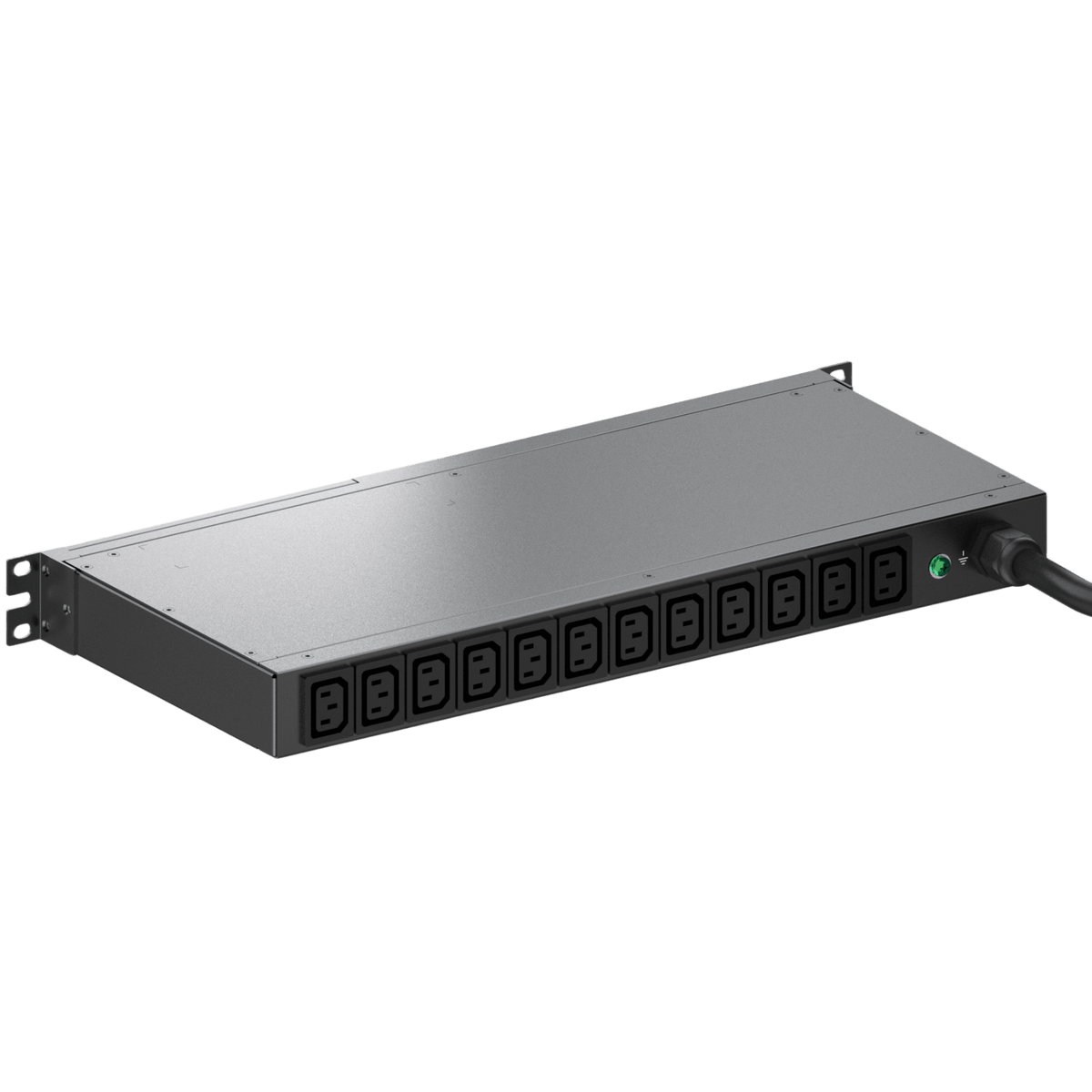 PDU ES2P Monitoreable (MI) para Distribución de Energía, Enchufe de Entrada NEMA L6-20P, Con 12 Salidas C13, Horizontal 19in, 120 Vca, 20 Amp, 1 UR