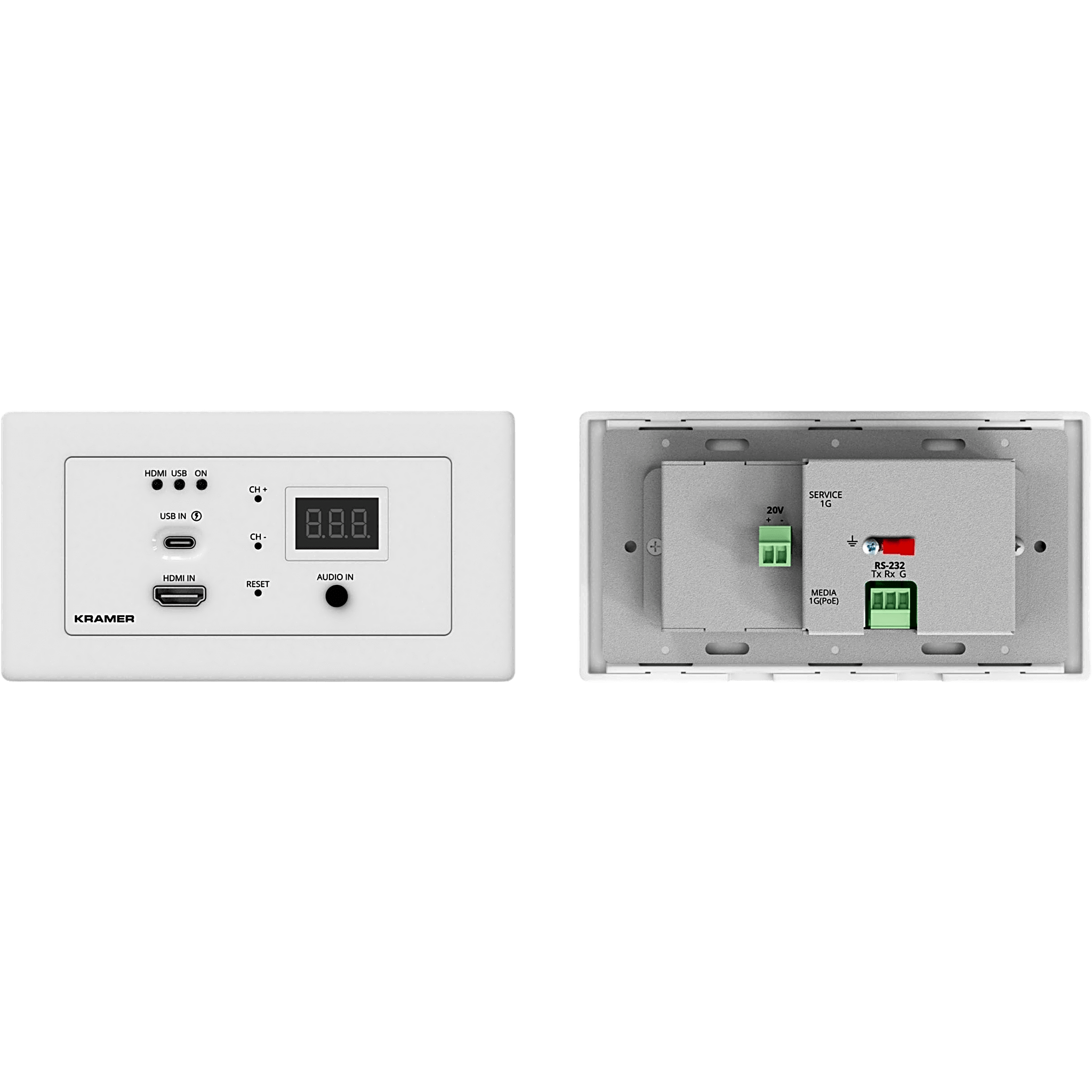 Codificador AVoIP Wall Plate | 4K60 4:2:0 HDR10 | Red 1G | Entradas HDMI y USB-C | PoE | Control Web y API | Puerta de enlace RS232 y CEC