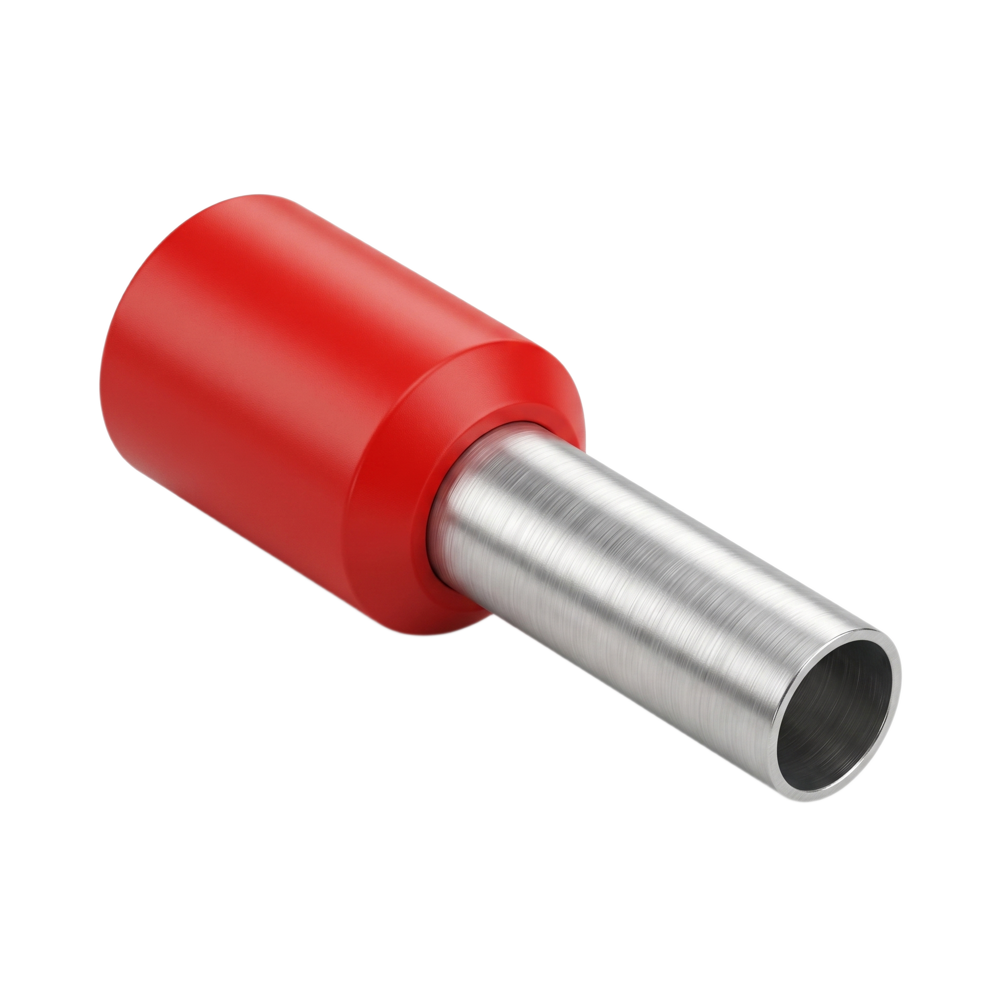 Conector Ferrule | 18AWG   |  1.0 mm²  | Conductor Latón Estañado  | Aislamiento PVC Rojo  | 25 Piezas por Bolsa