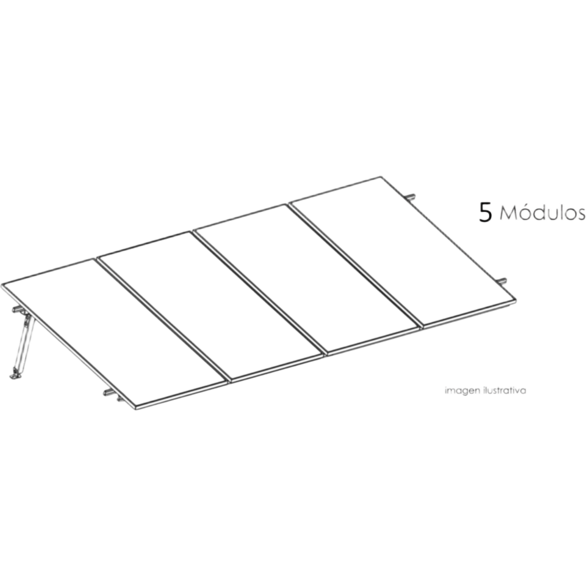 Kit Basel Sistema de Montaje Solar para 5 Módulos / Inclinación 10° / Para Módulo 645 W / Dimensiones del Módulo 2.382 m (7.8 ft) x 1.134 m (3.7 ft) / Velocidad de Viento 170 km/h /  Losa Plana Una Fila