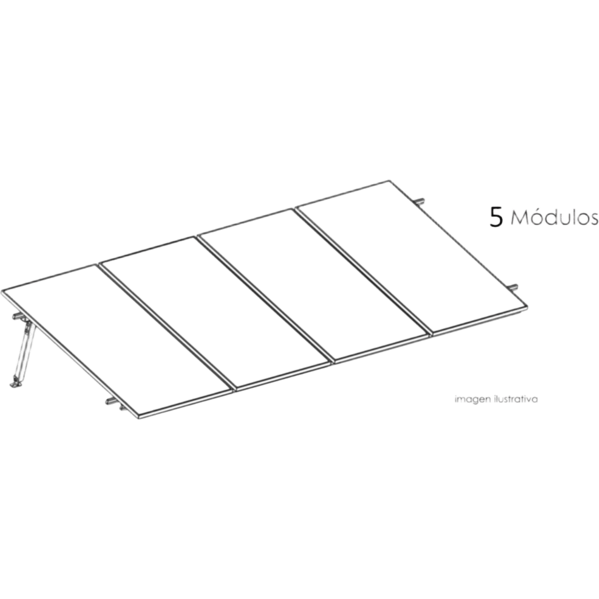 Kit Basel Sistema de Montaje Solar para 5 Módulos / Inclinación 10° / Para Módulo 645 W / Dimensiones del Módulo 2.382 m (7.8 ft) x 1.134 m (3.7 ft) / Velocidad de Viento 170 km/h /  Losa Plana Una Fila