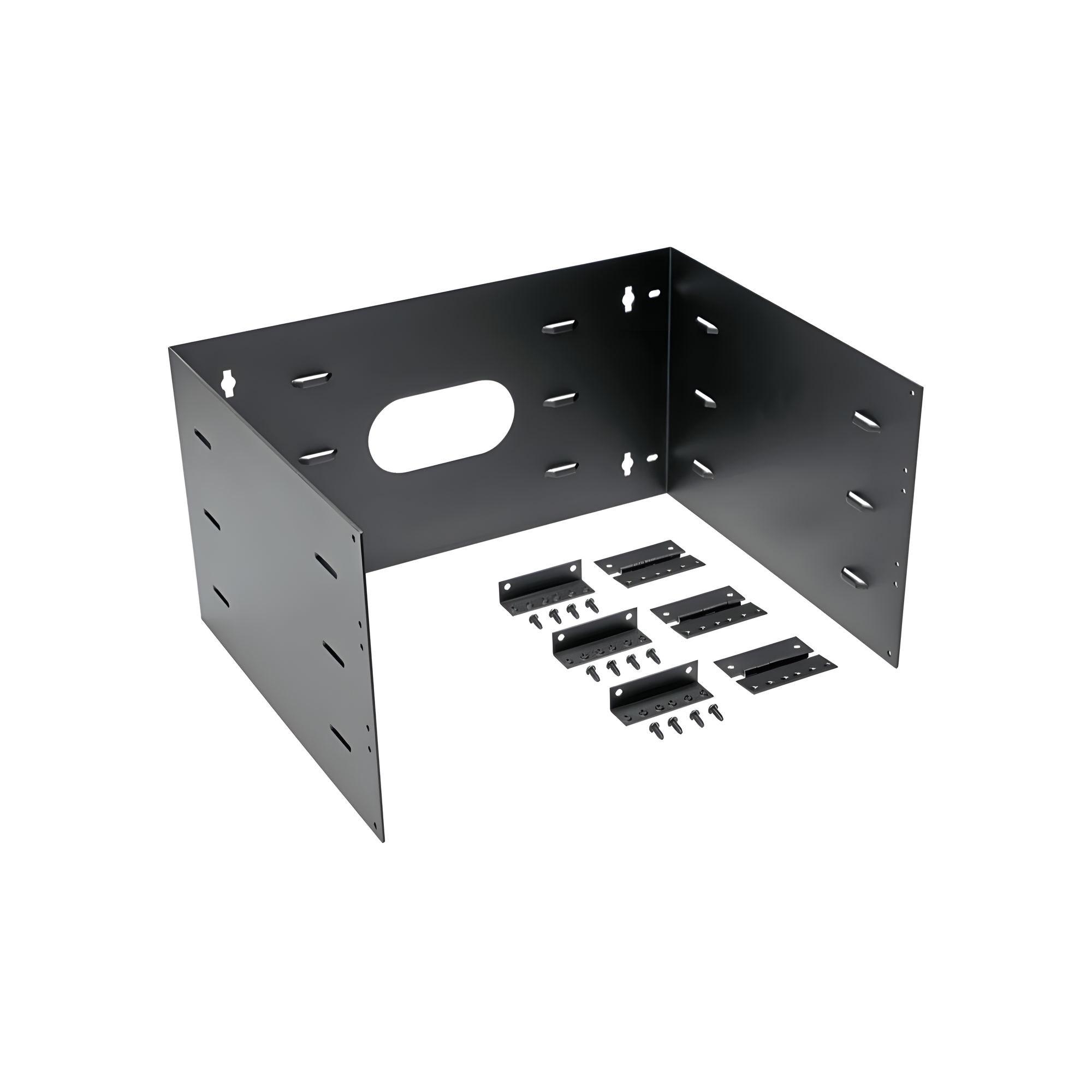Rack Abierto de Instalación en Pared con Bisagras, Profundidad de 401 mm, 19 in de Ancho, 6 UR, Color Negro