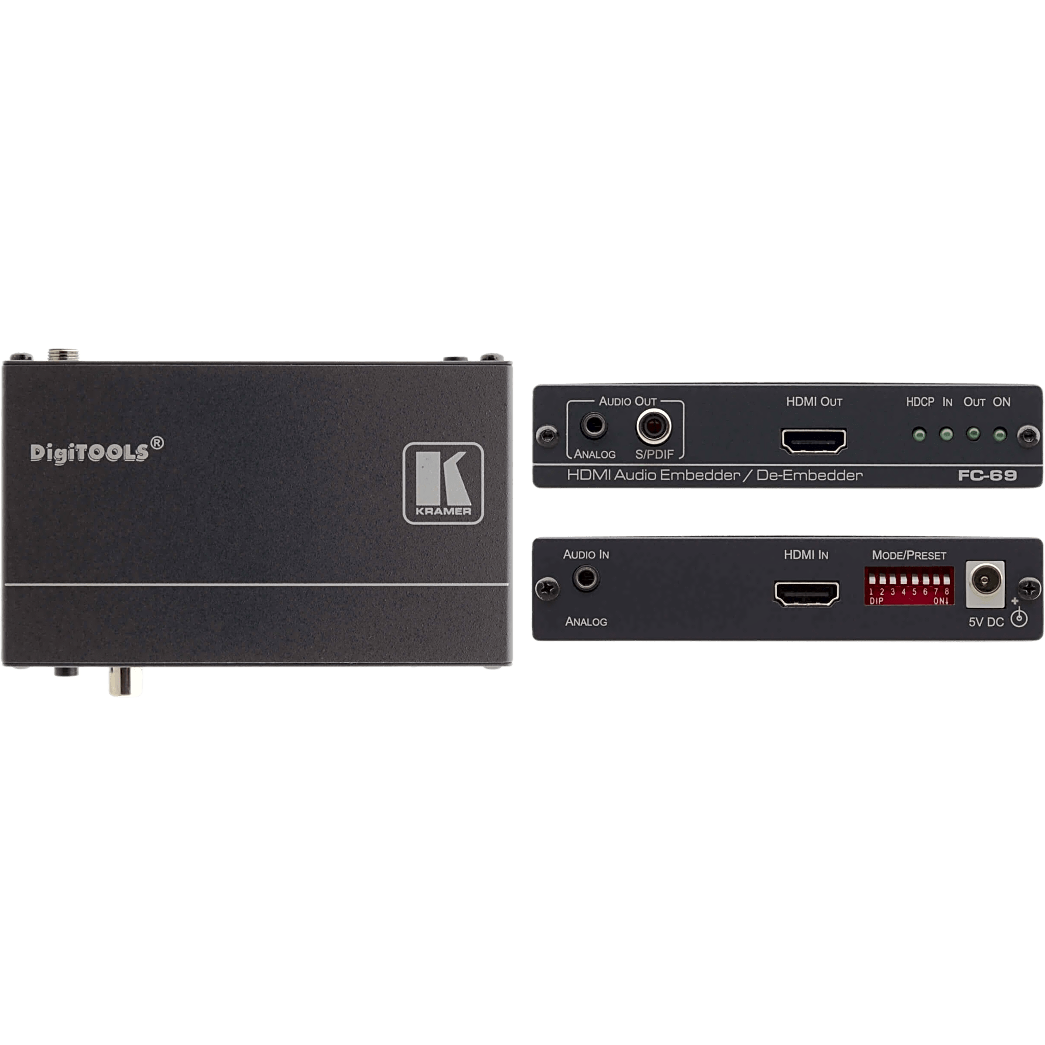 Embebedor | Desembebedor de Audio HDMI 4K@60Hz (4:2:0) | 8.91Gbps | ARC | S/PDIF | Kramer Equalization & re-Klocking | DIP-Switch