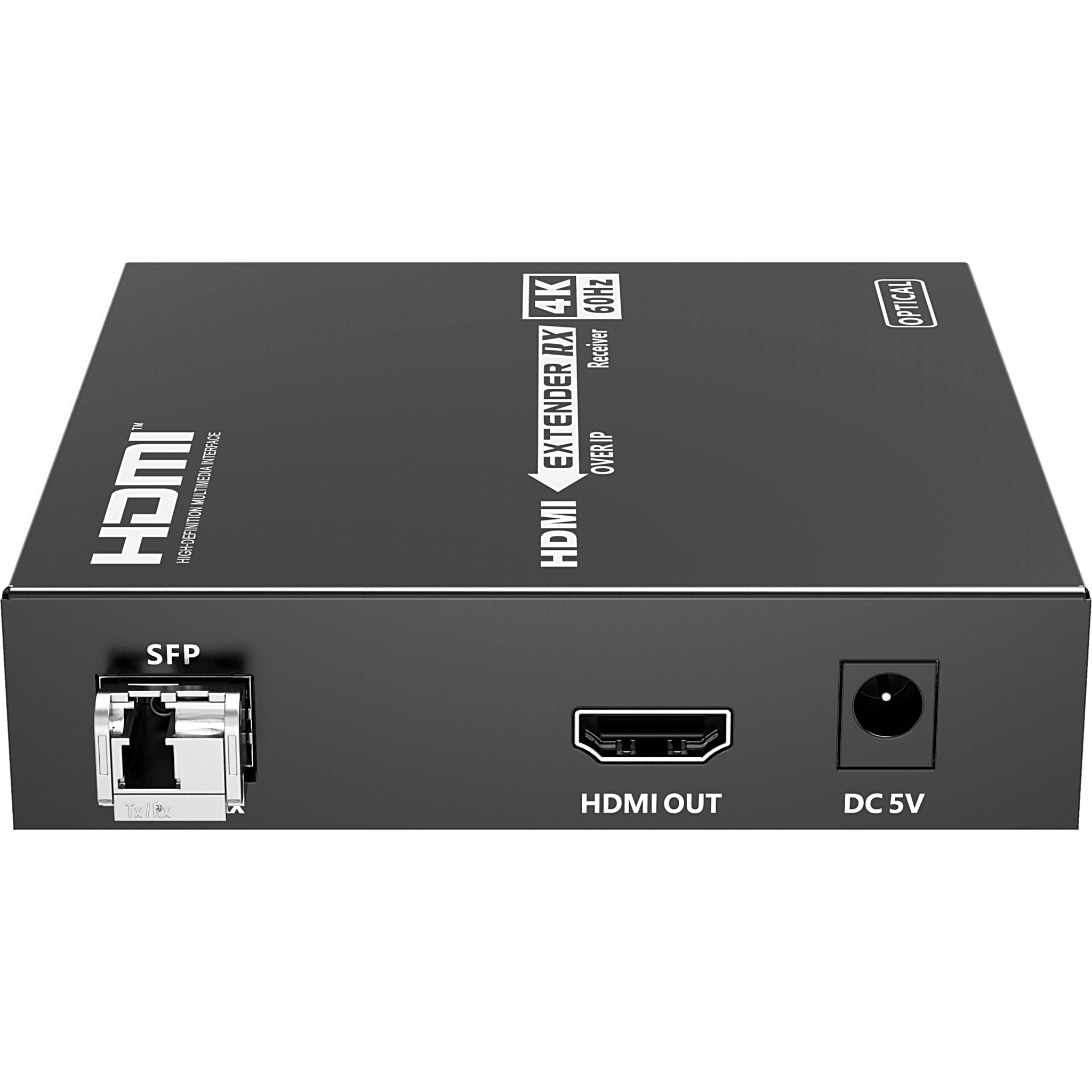 Receptor HDMI sobre IP | 4K60Hz | Fibra Óptica 40 km (24.85 mi) | 18 Gbps | HDMI 2.0 | HDCP 1.4/2.2 | IR | Protección ESD