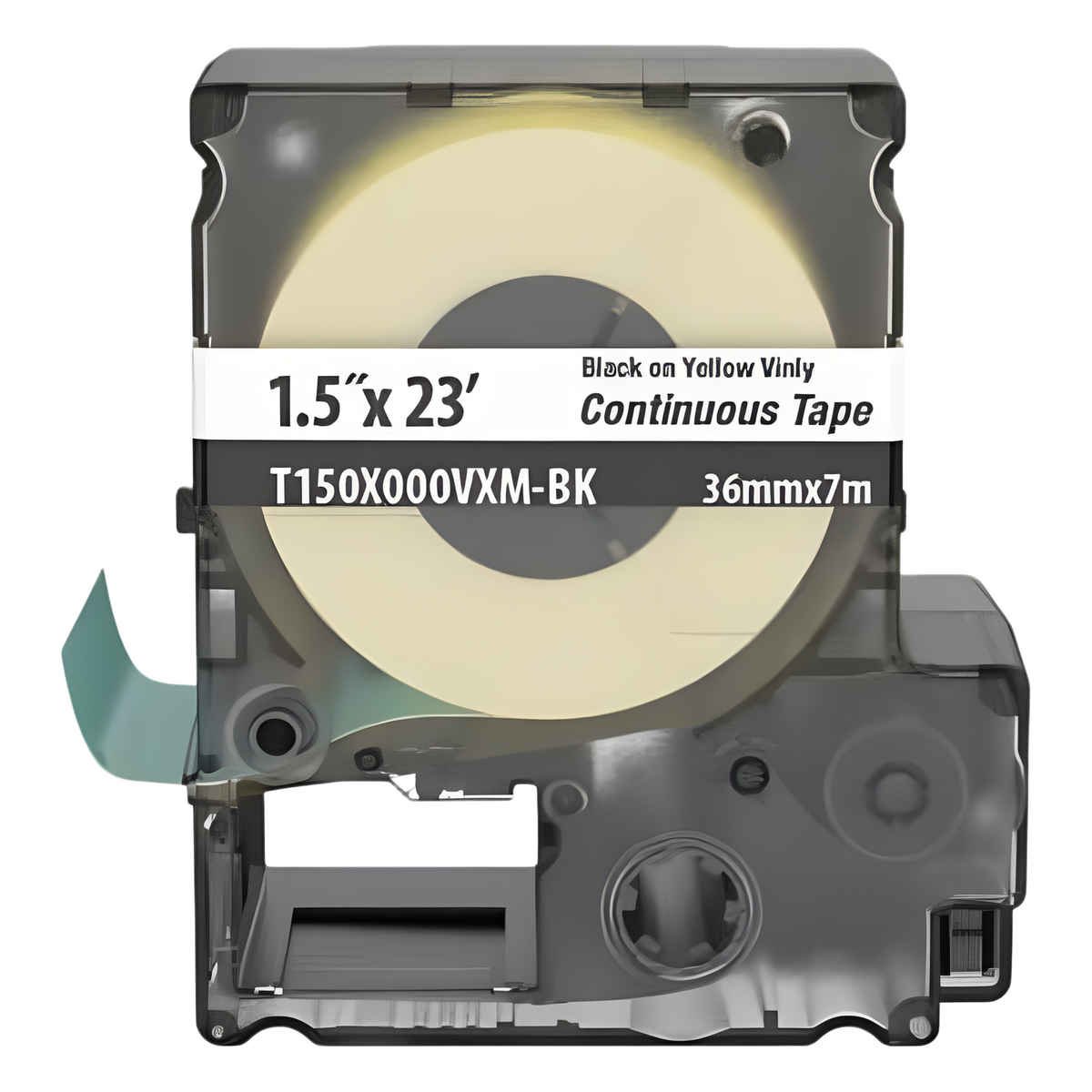 Casete de Etiquetas de Vinilo de Cinta Continua, Color Negro Sobre Amarillo, Uso Interior/Exterior, 36 mm de Ancho x 7 Metros (22.97 Pies) de Largo