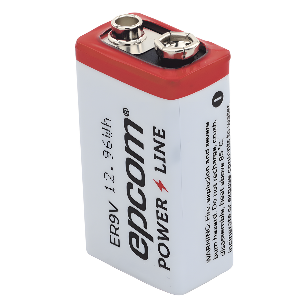 Batería de Litio 9V / 1200 mAh / Cloruro de Tionilo / No Recargable / Operación -60°C a +85°C / Acero Inoxidable