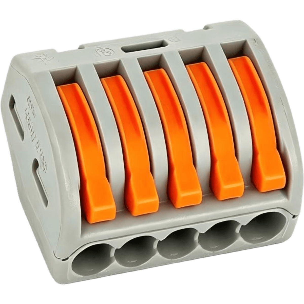 Conector Rápido Push-in con Palanca para Empalmes Eléctricos / Reutilizable y sin Herramientas / 5 Vías / 32 A / Paquete con 100 Piezas