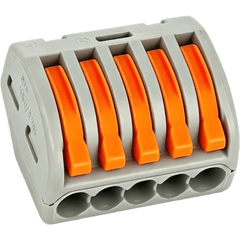 Conector Rápido Push-in con Palanca para Empalmes Eléctricos / Reutilizable y sin Herramientas / 5 Vías / 32 A / Paquete con 100 Piezas