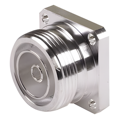 Conector DIN 7-16 Hembra, Tipo Flange de 4 Hoyos para Panel y Copa Soldable.