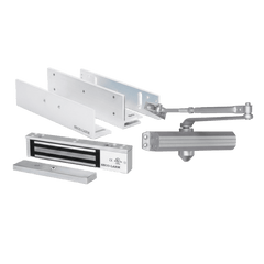 Kit para Control de Acceso Incluye Chapa Magnética de 600 Lbs / Montajes L y Z / Cierra puerta para 150 Kg / Certificación UL