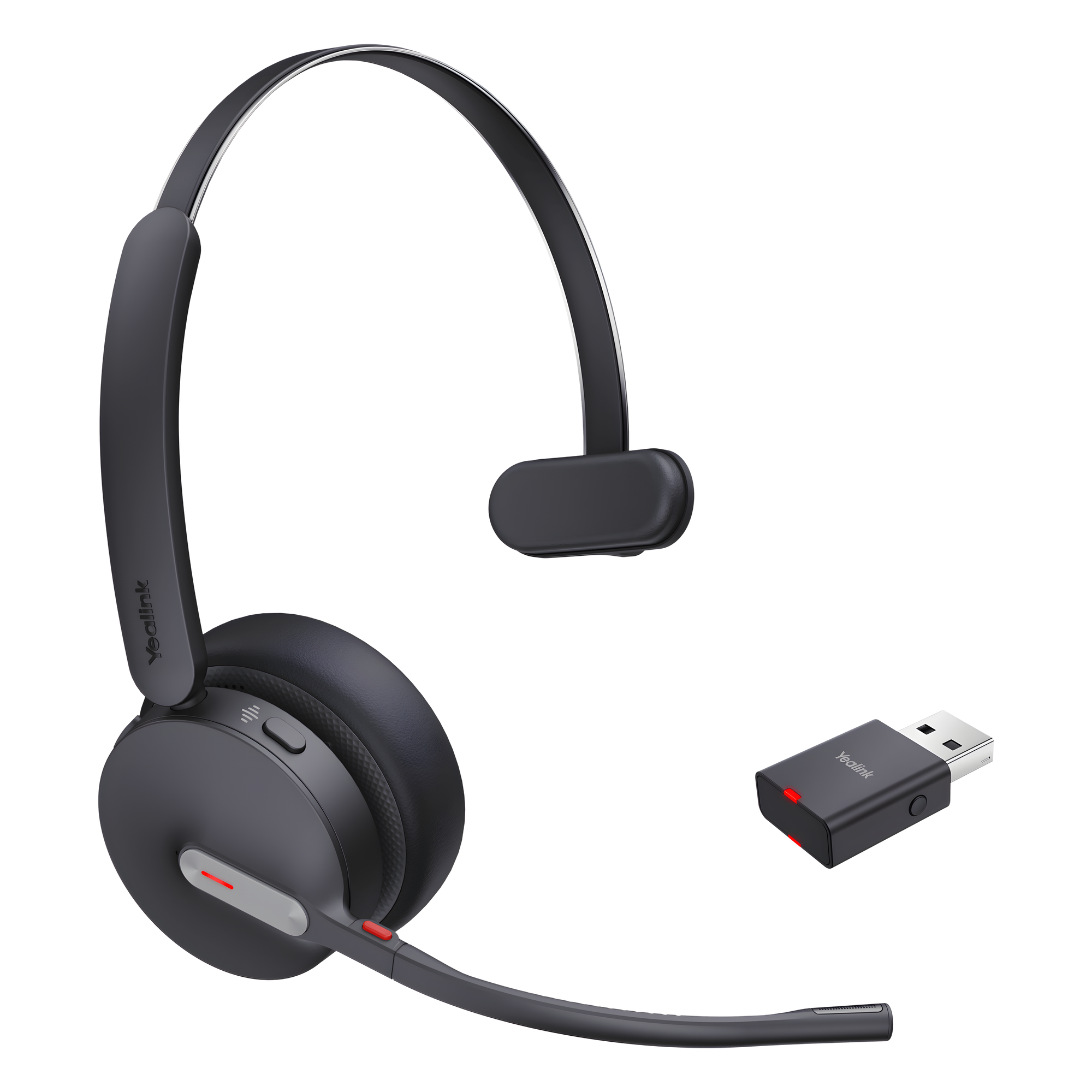 Auriculares Yealink WH64 Hybrid Mono UC/Adaptador DECT y auriculares Bluetooth integrados/Cancelación de ruido con 3 micrófonos/Hasta 32 horas de conversación