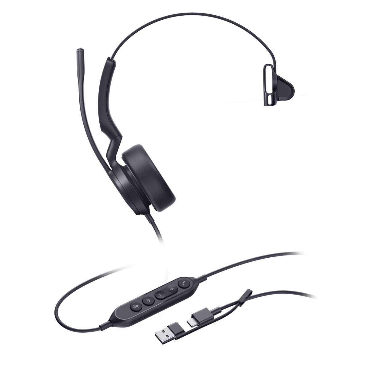 Auriculares Yealink UH44 Mono con cancelación de ruido por IA para Microsoft Teams, USB-C/A e indicador de ocupado