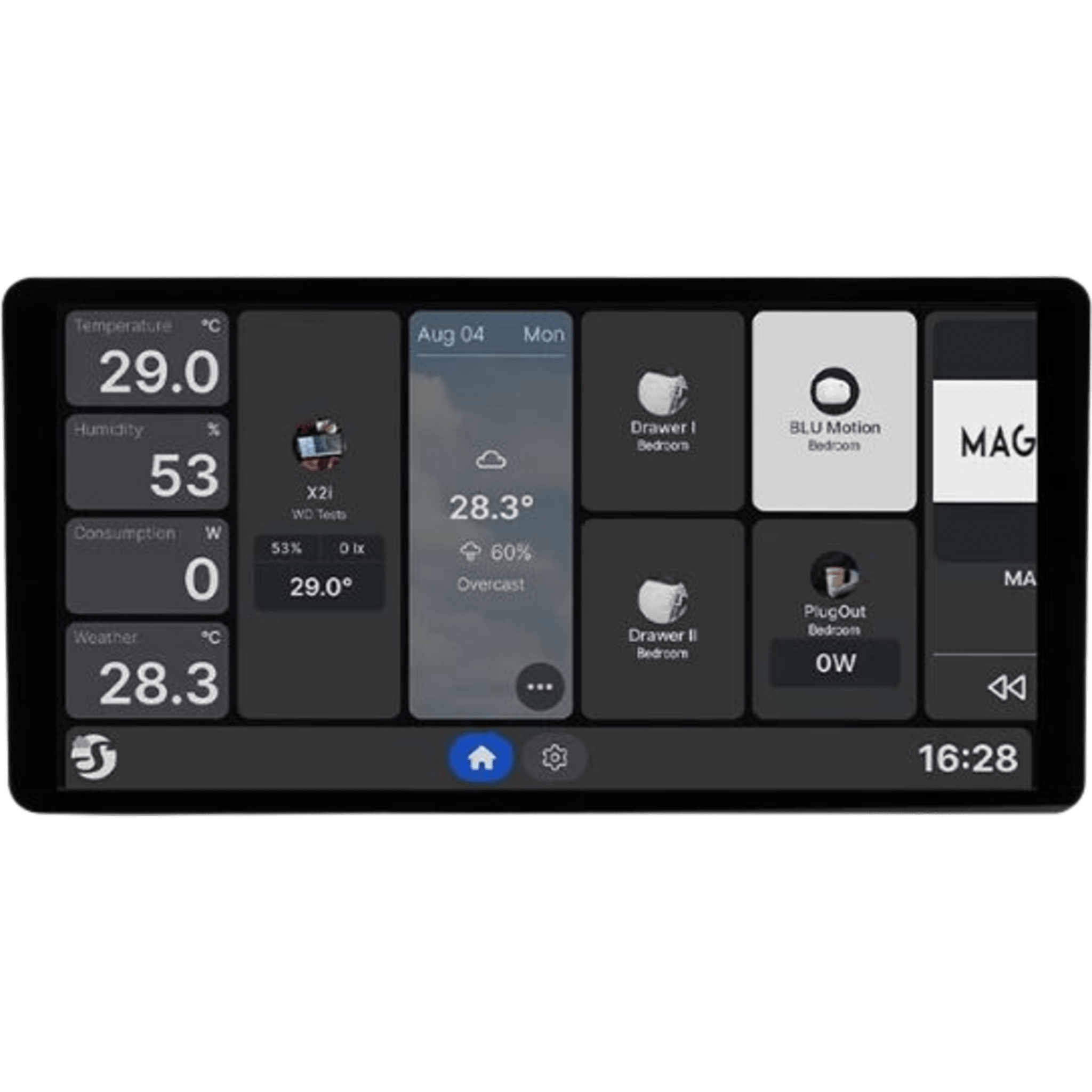 Panel de Control Inteligente para Hogar / Pantalla Táctil 6,95 pulgadas / Resolución 1440 x 720 px / S.O. Android/ Wi-Fi / Bluetooth 5 / Sensor de Luz y Proximidad