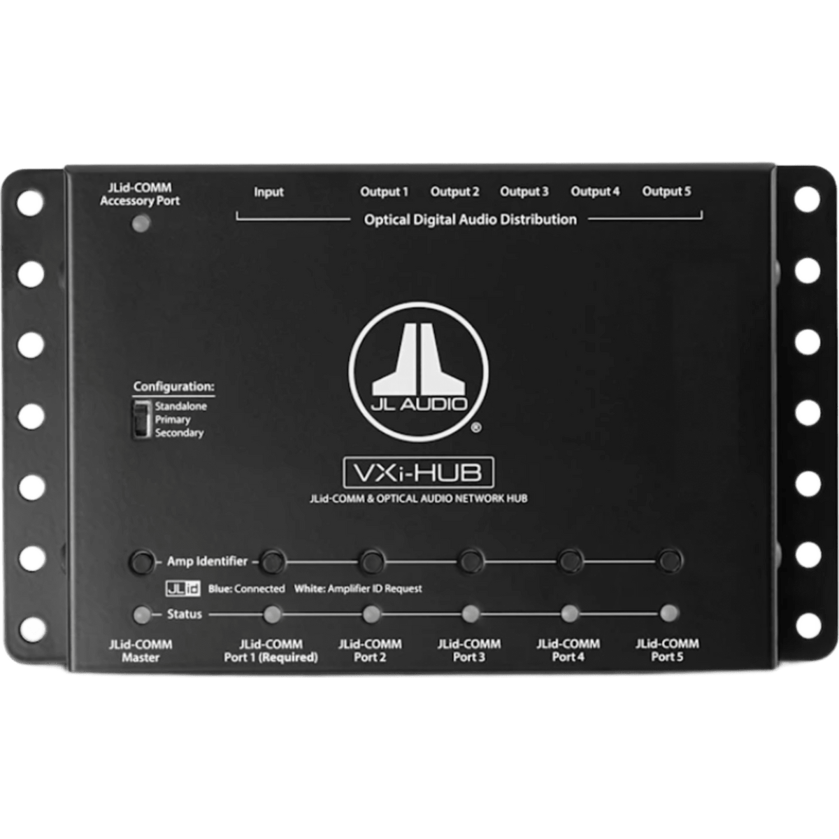 Concentrador de Red de Audio Óptico / Comunicaciones JLid / Para Amplificadores VXi / Entrada Óptica Digital SPDIF / 5 VDC / Dimensiones 165 x 98 x 26 mm (6.50 x 3.86 x 1.05 in) / Garantía 2 Años