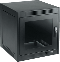 Gabinete SOHO para Oficinas Pequeñas y Home Office, 700 x 600 x 900 mm, Acero Negro, 11U, Ruedas, Sistema de Enfriamiento Pasivo, Puertas con Cerradura, Paneles Laterales Extraíbles