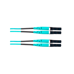 Jumper de Fibra Óptica Multimodo 50/125 OM4, LC-LC Duplex, OFNR (Riser), Color Aqua, 40 Metros