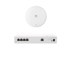 Kit DEMO de Router Multi-Servicio / 1 puerto 10/100/1000 Mbps(WAN) / 4 puertos 10/100/1000 Mbps(LAN) PoE / 50W + Punto de Acceso Wi-Fi 7 / 3.5 Gbps / MU-MIMO 2x2 (2.4GH y 5GHz) / Smart Antenna más cobertura / Instalación en techo y pared