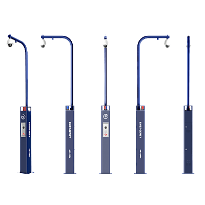 Estación de Alarma de Pánico con Videollamada / Cámara IP 4 Mergapixel / Audio Bidireccional / Altavoz 30 W / Sirena (Azul y Rojo) / RS-485 / Micro SD / Montaje en Suelo / Montaje para PTZ (No Incluye PTZ)