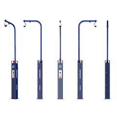 Estación de Alarma de Pánico con Videollamada / Cámara IP 4 Mergapixel / Audio Bidireccional / Altavoz 30 W / Sirena (Azul y Rojo) / RS-485 / Micro SD / Montaje en Suelo / Montaje para PTZ (No Incluye PTZ)