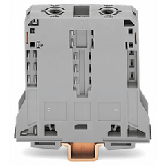 Borna de Paso para 2 Conductores / 95 mm² / POWER CAGE CLAMP / Montaje en Carril DIN 35 x 15 / Tensión Asignada 1000 V / Corriente Asignada 232 A / Material Poliamida (PA66) / Gris