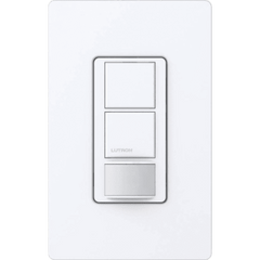 Apagador doble con sensor de ocupación Maestro para dos circuitos independientes, 6 A de iluminación por circuito a 120-277 V y ventilador a 120 V, unipolar, blanco