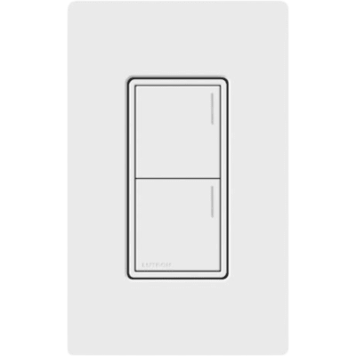 Teclado de pared Sunnata de 2 botones para escenas de luces, persianas y ventiladores, con barra luminosa ajustable, color blanco, para el sistema RadioRA 3