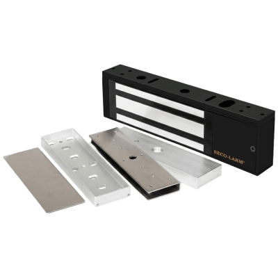 Kit Para Control de Acceso Incluye Chapa Magnética de 1200 Lbs Color Negro / Montaje En "U" Para Puerta de Cristal /  Uso Interior / Certificación UL