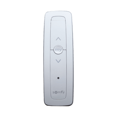 Control remoto 1 canal para motores de persiana Somfy con señal inalámbrica, instrucciones: sube, baja y detener, con posición favorita programada.