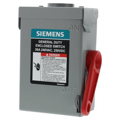 Interruptor de seguridad cerrado de doble ruptura. Interruptor de serie A, 2 polos, 2 hilos sin fusible, uso general. Nema 3R